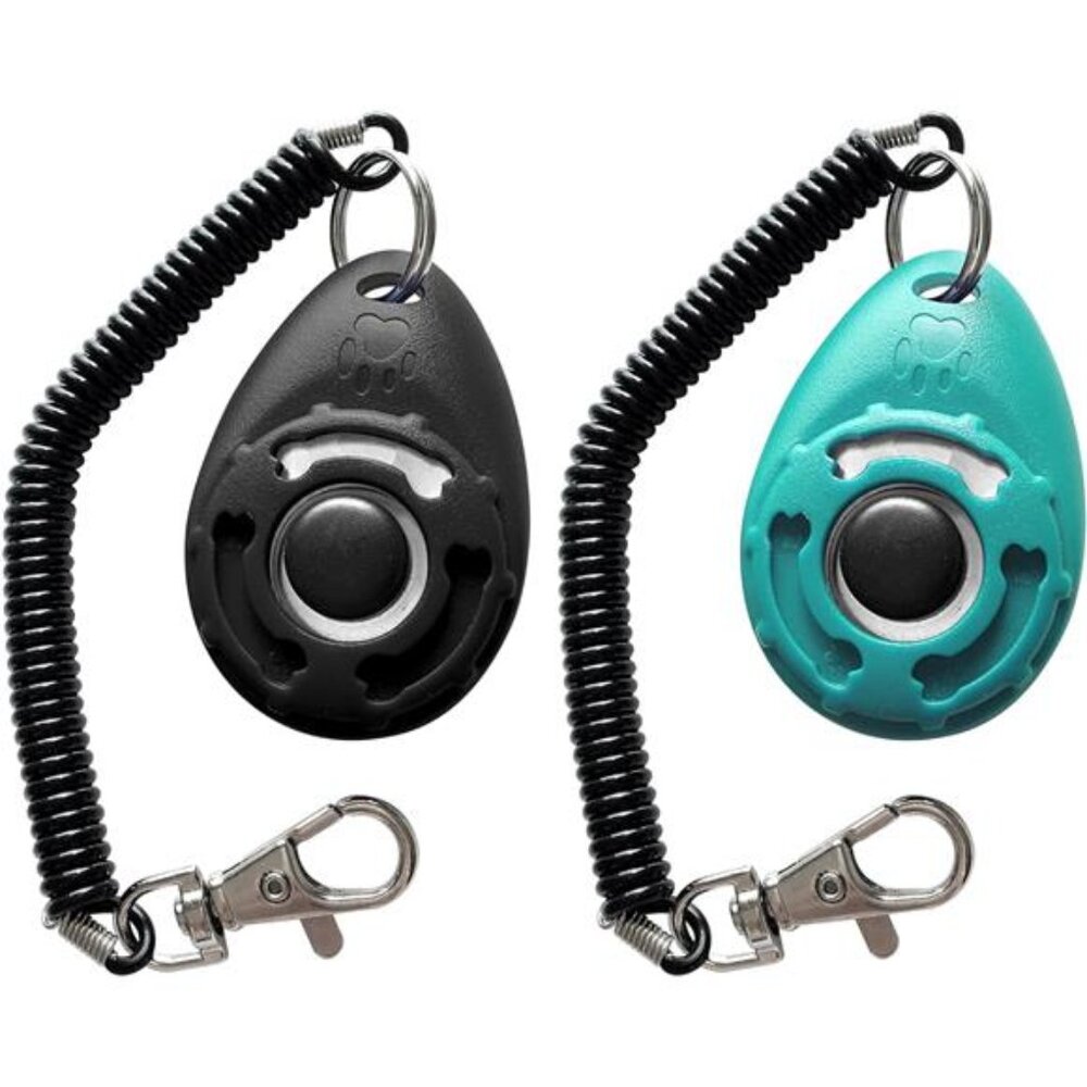 Pet Training Clicker with Wrist Strap - Dog Training Clickers (New Black + Blue)